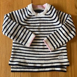 EUC Joules Girls Sz 5 Cream Navy Striped Sweater